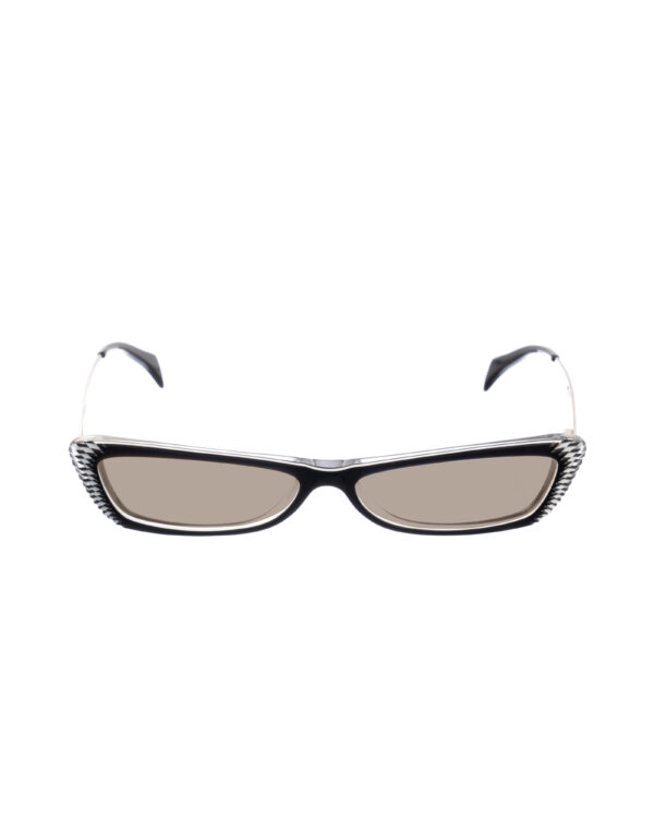 Alexander McQueen '90s Black & White Cat-Eye Sunglasses with Brown Lenses