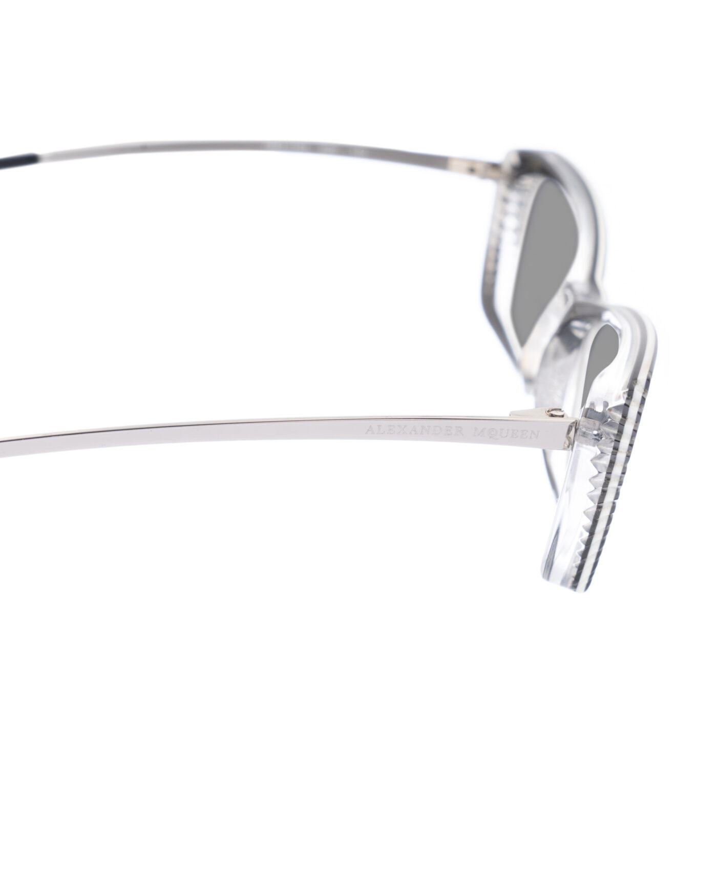 Alexander McQueen '90s Black & White Cat-Eye Sunglasses with Black Lenses - Image 3