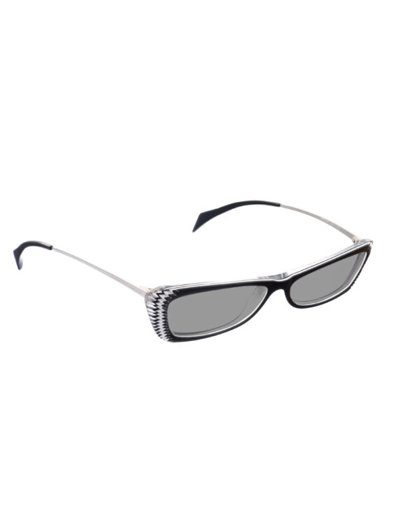Alexander McQueen '90s Black & White Cat-Eye Sunglasses with Black Lenses - Image 2