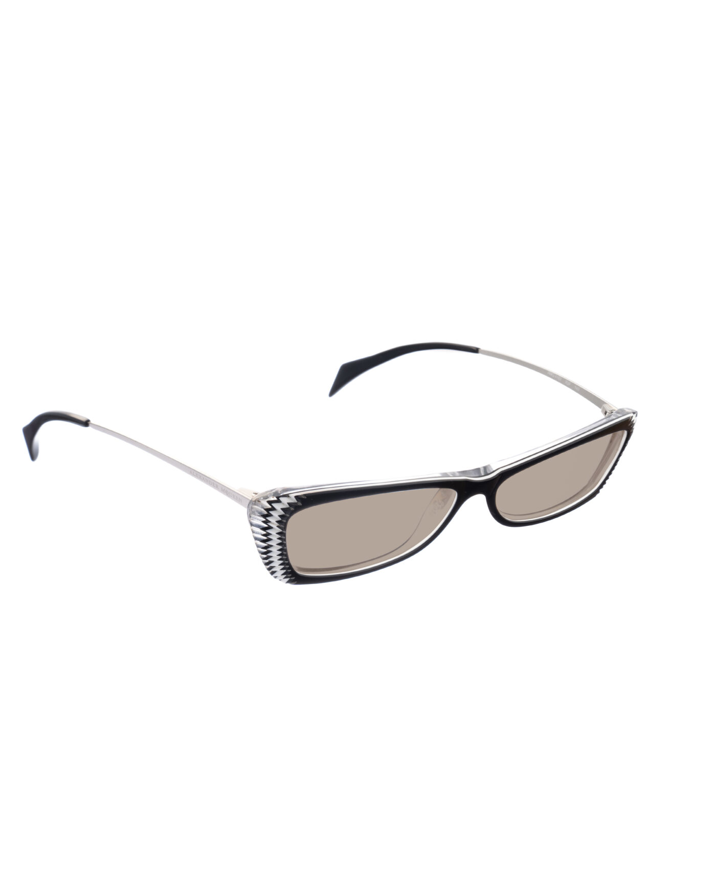 Alexander McQueen '90s Black & White Cat-Eye Sunglasses with Brown Lenses - Image 2