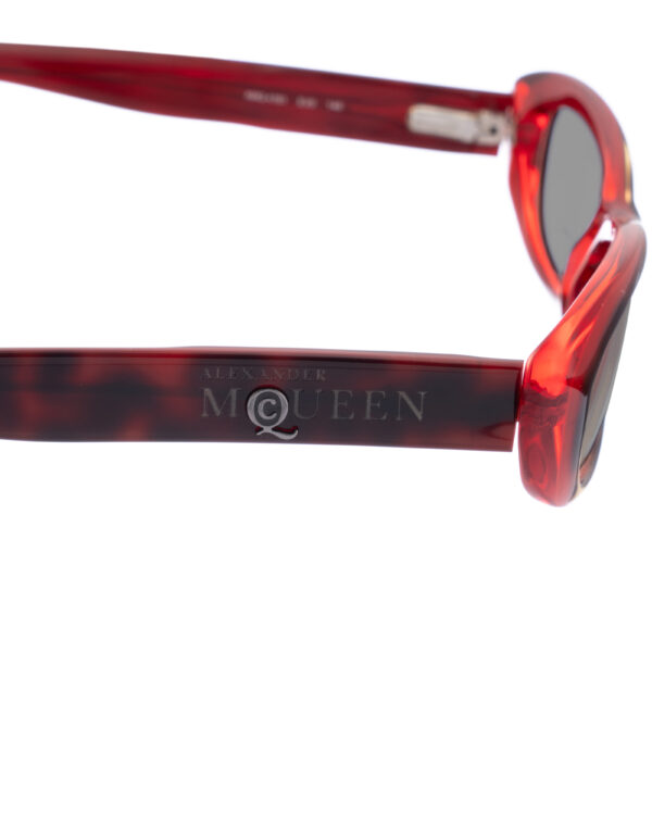 Alexander McQueen '90s Dark Red Cat Eye Transparent Sunglasses with Black Lenses - Image 3