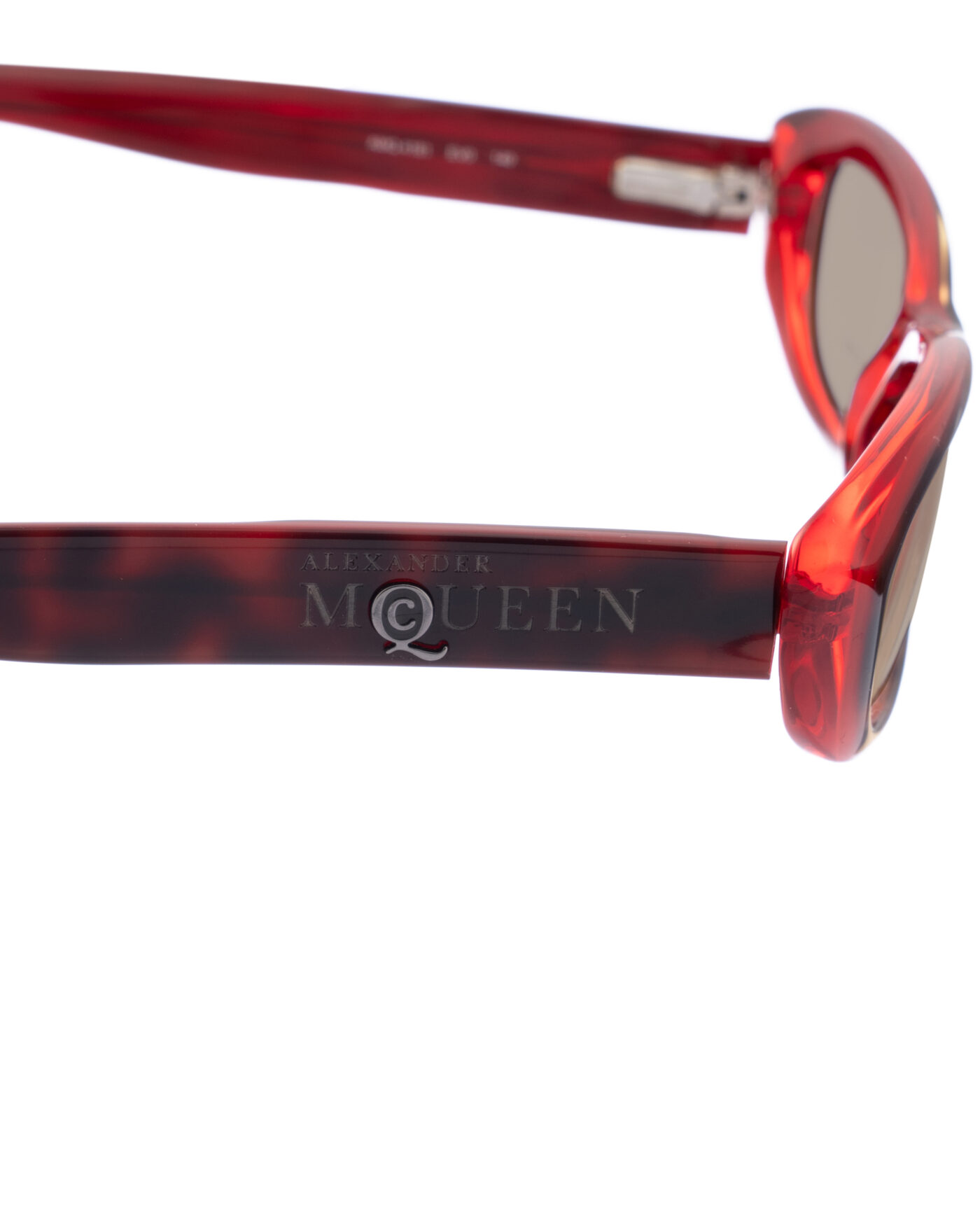 Alexander McQueen 90s Dark Red Cat Eye Transparent Sunglasses with Brown Lenses - Image 3