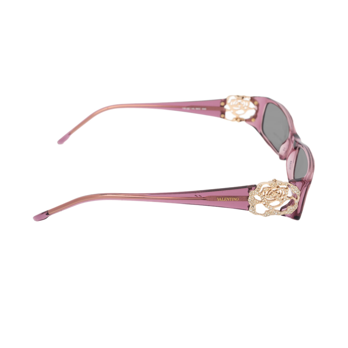 Valentino '00s Violet Rose with Gems Sunglasses with Black Lenses - Image 4