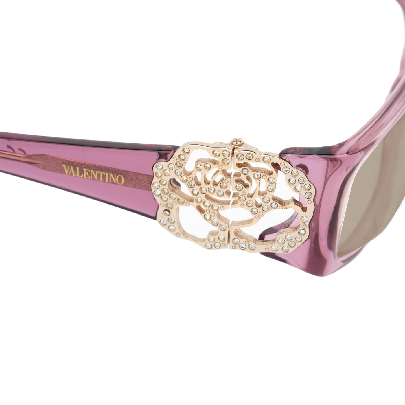 Valentino '00s Violet Rose with Gems Sunglasses with Brown Lenses - Image 3