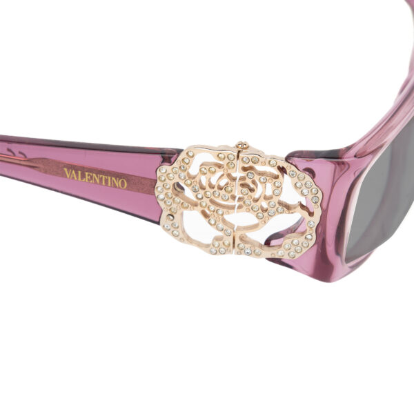 Valentino '00s Violet Rose with Gems Sunglasses with Black Lenses - Image 3