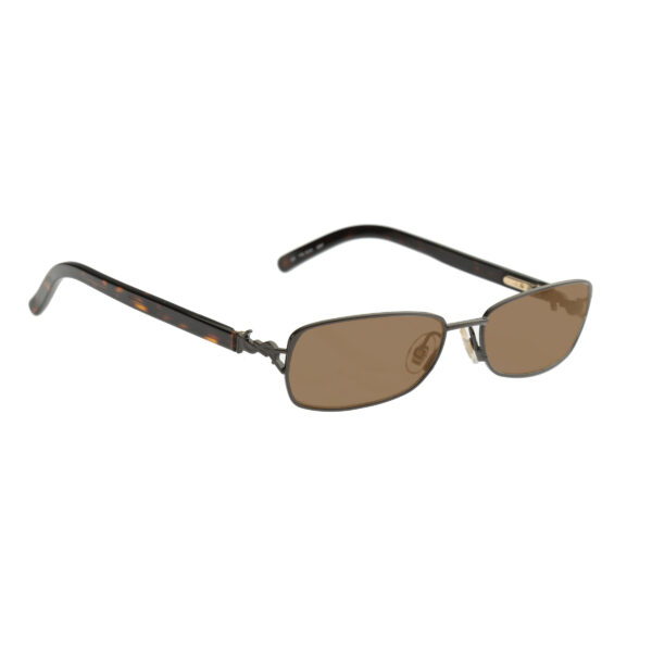 Yves Saint Laurent ’90s Havana Brown Signature Sunglasses with Brown Lenses