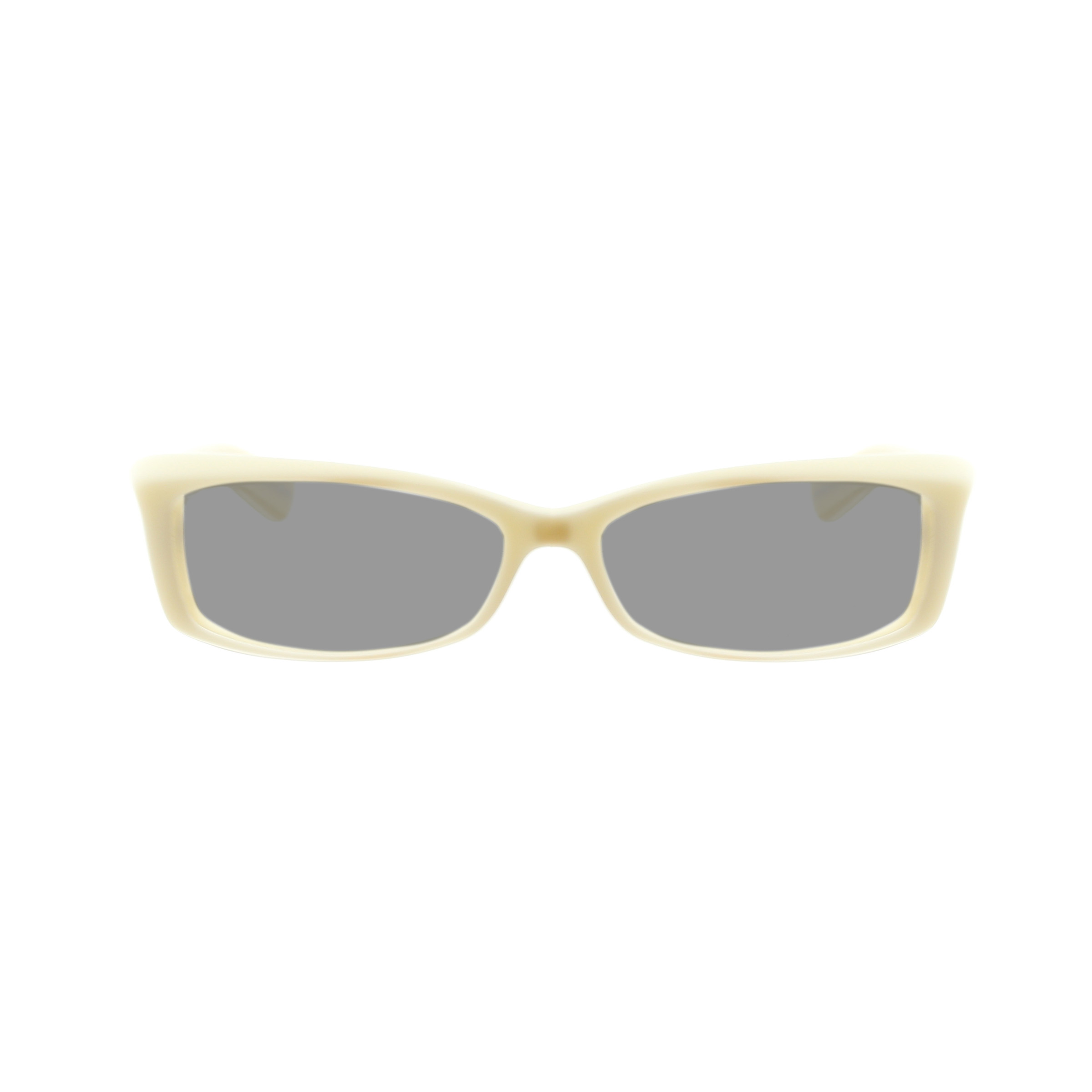 yves saint laurent- YBL6334 (2) Yves Saint Laurent '00 Cat-Eye Milky White Sunglasses with Black Lenses - Image 1