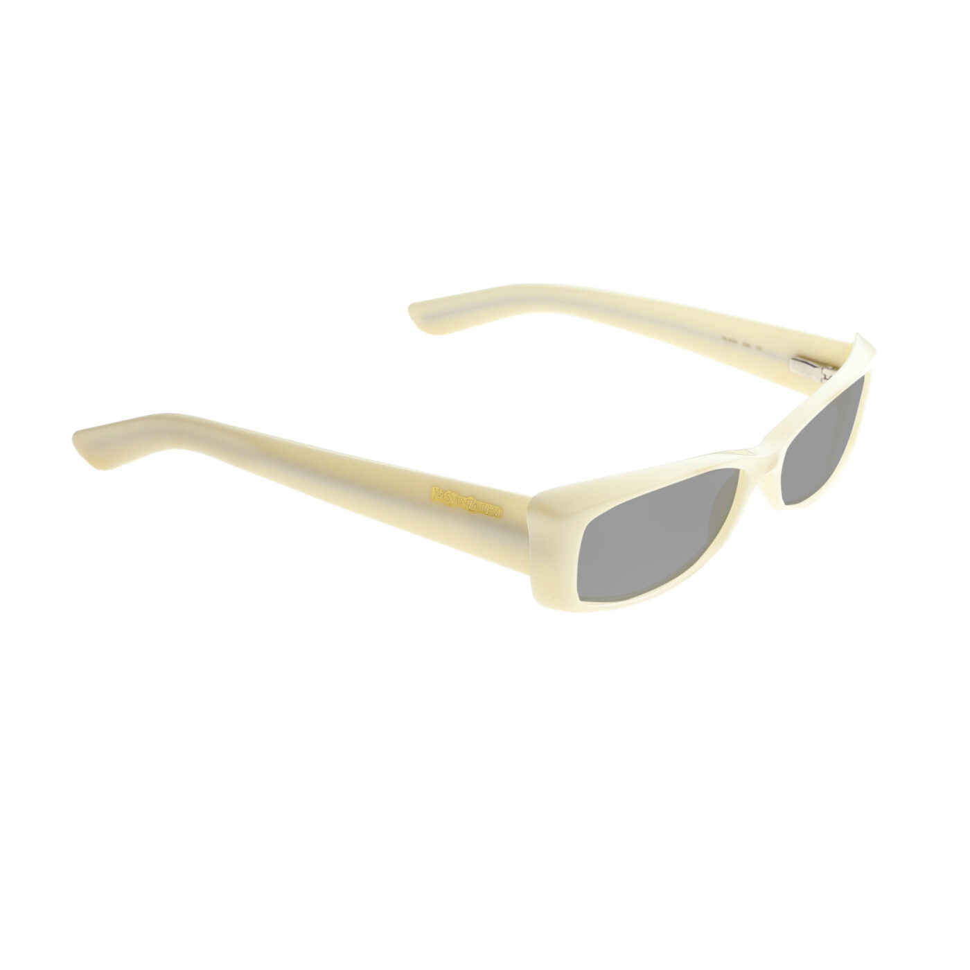 Yves Saint Laurent '00 Cat-Eye Milky White Sunglasses with Black Lenses - Image 2