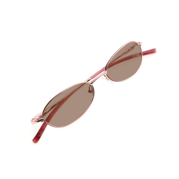 Yves Saint Laurent '90s Pink Oval Sunglasses with Brown Lenses - Image 3
