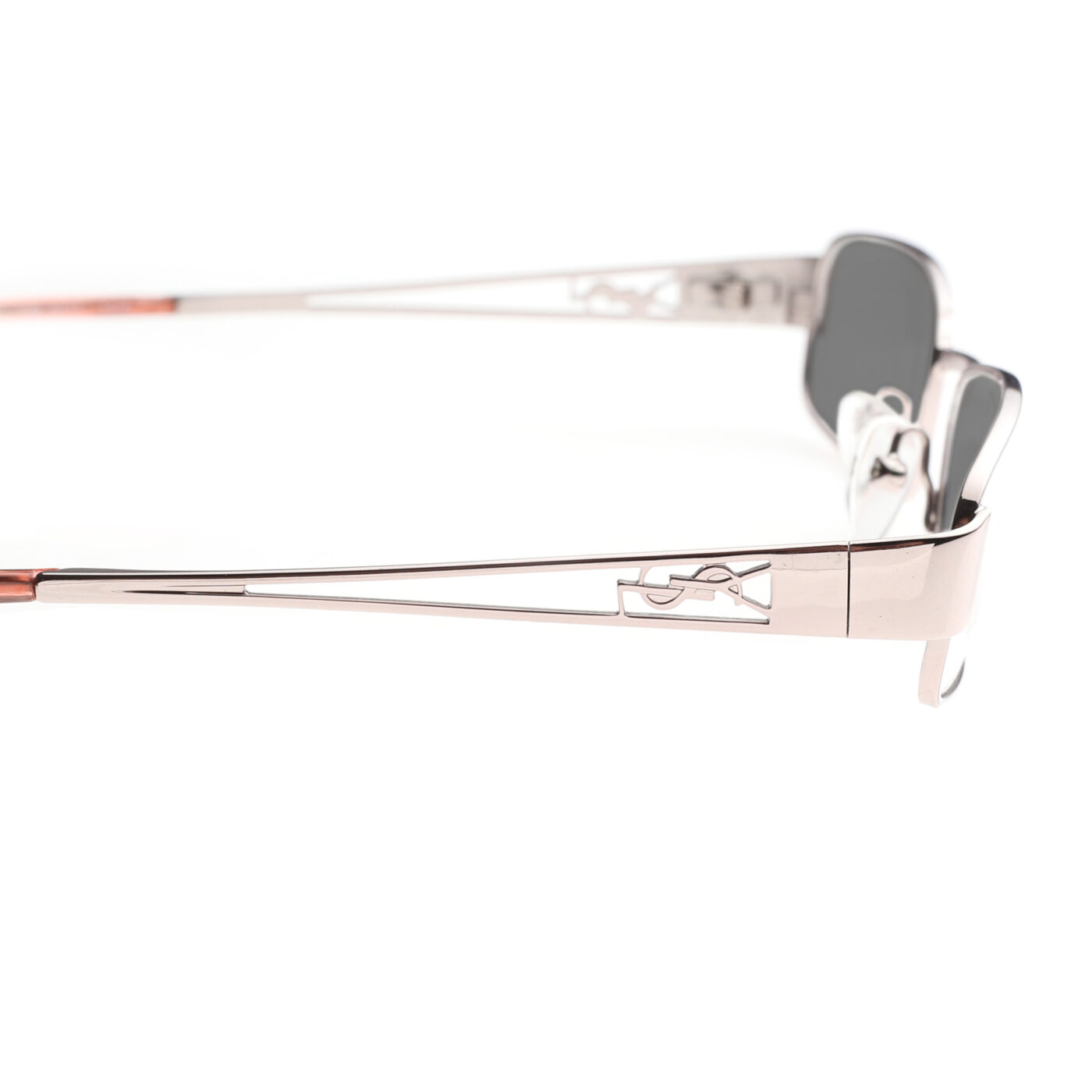 Yves Saint Laurent '90s Silver & Red Signature Sunglasses with Black Lenses - Image 3