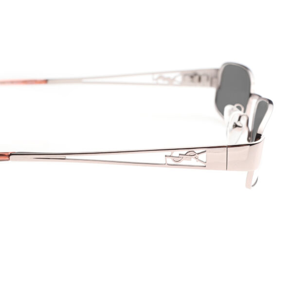 Yves Saint Laurent '90s Silver & Red Signature Sunglasses with Black Lenses - Image 3