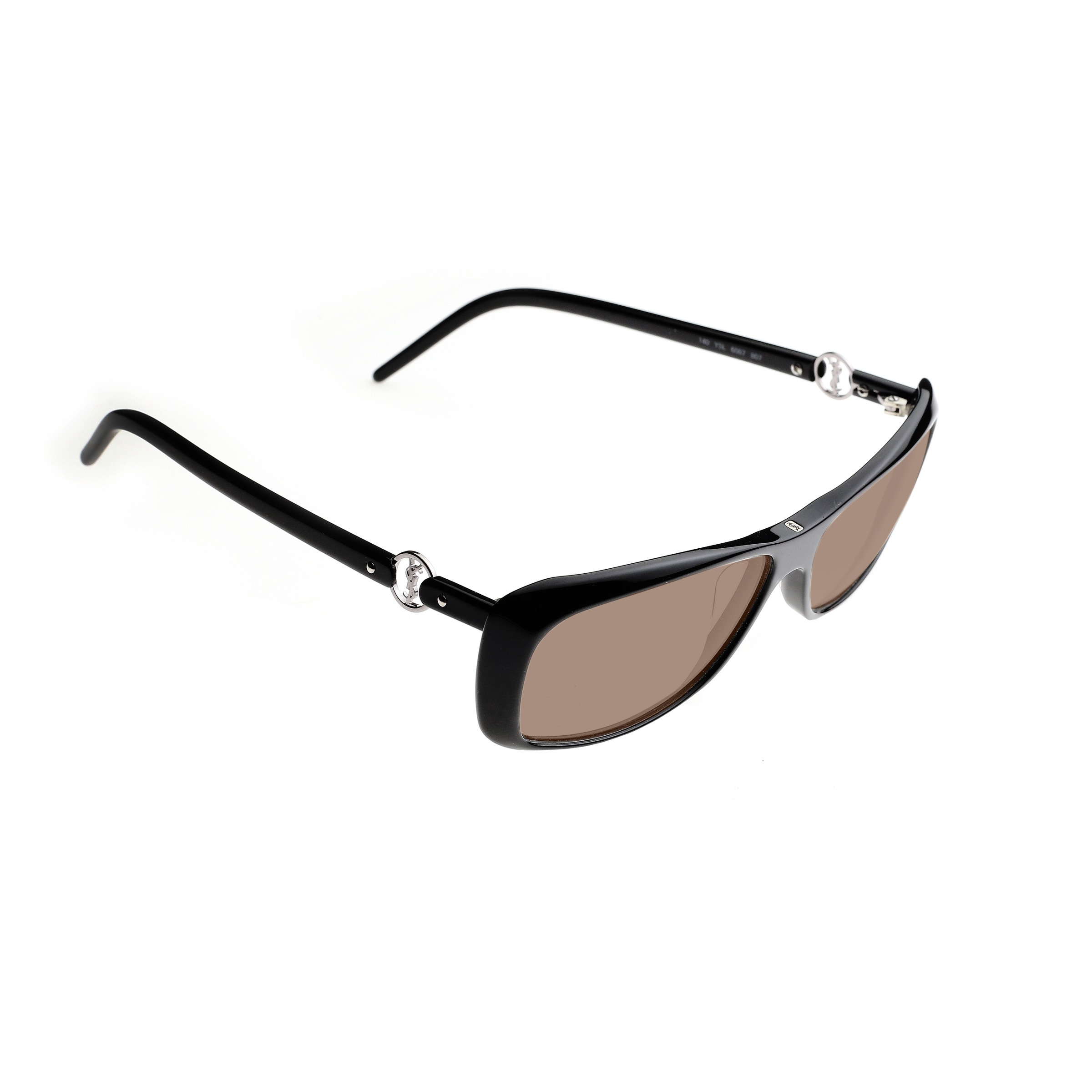 yves saint laurent-YSL 6087 807 (3) Yves Saint Laurent '90s Black Signature Loop Sunglasses with Brown Lenses - Image 1