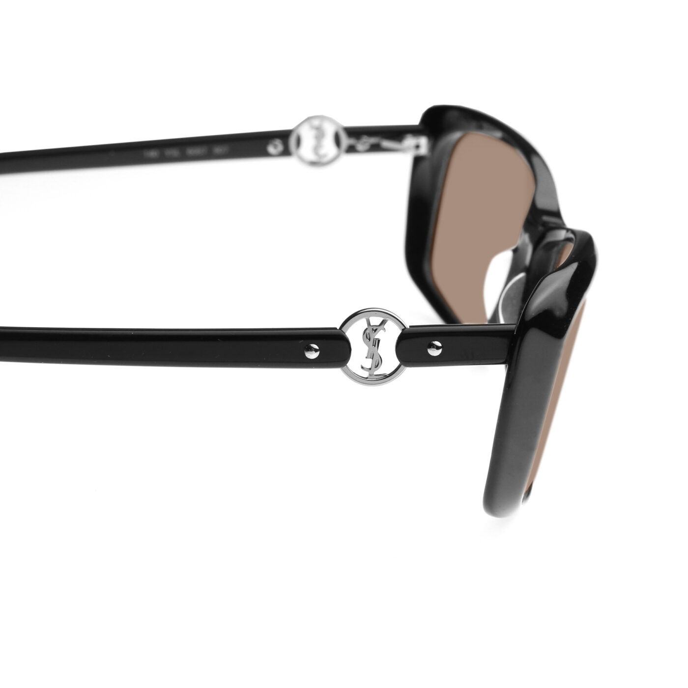 Yves Saint Laurent '90s Black Signature Loop Sunglasses with Brown Lenses - Image 3