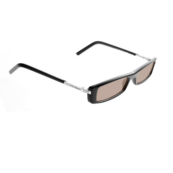 Yves Saint Laurent '90s Black Flat Crystals Sunglasses with Brown Lenses