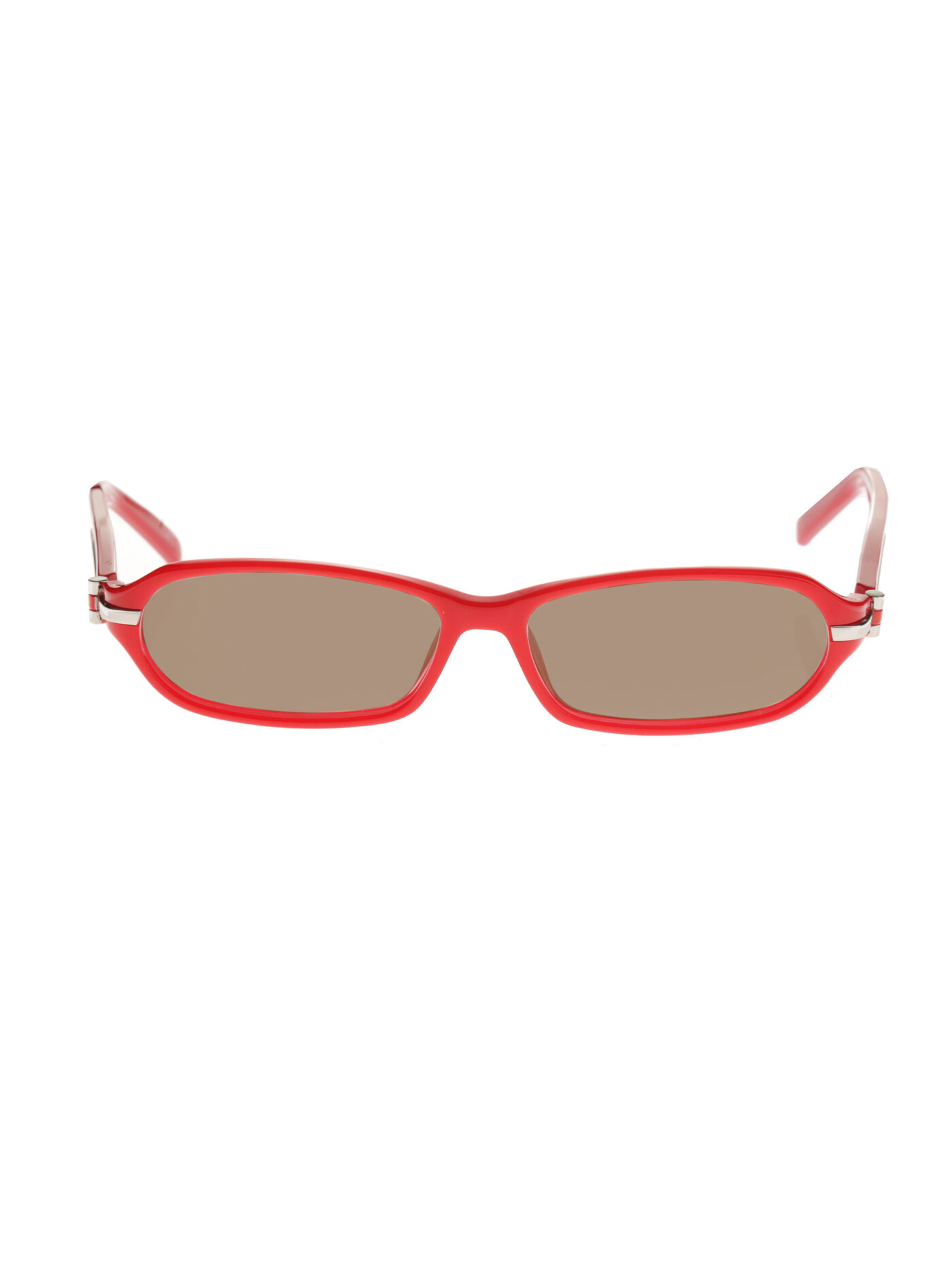 Yves Saint Laurent Red Plastic Frame Sunglasses with Brown Lenses - Image 2