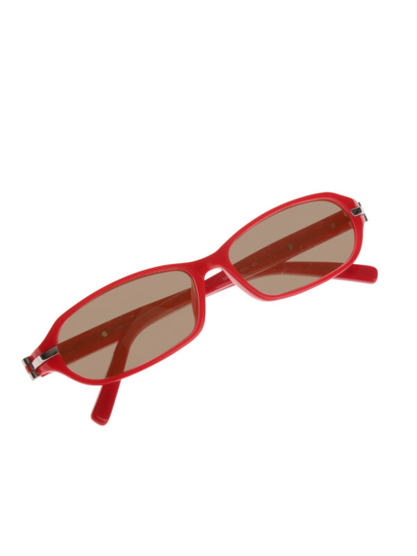 Yves Saint Laurent Red Plastic Frame Sunglasses with Brown Lenses - Image 3