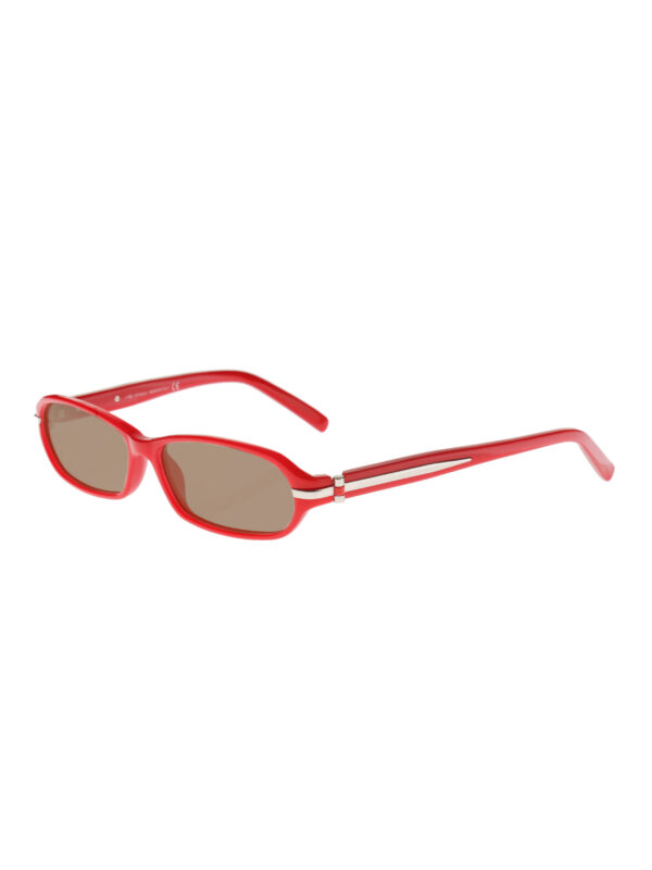 Yves Saint Laurent Red Plastic Frame Sunglasses with Brown Lenses