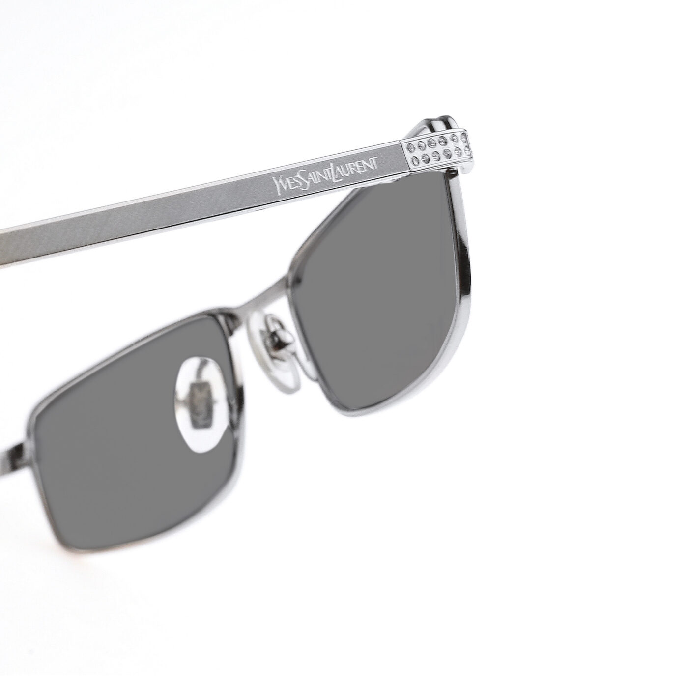 Yves Saint Laurent '90s Silver & Purple Crystals Sunglasses with Black Lenses - Image 3