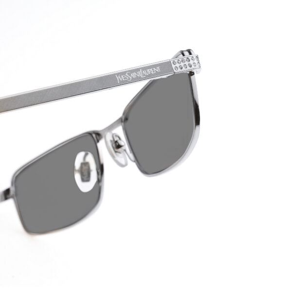 Yves Saint Laurent '90s Silver & Purple Crystals Sunglasses with Black Lenses - Image 3